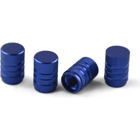4 Bouchons Tige de Valve en Aluminium, Couvercle Bouchon Valve Pneu en Aluminium Caoutchouc pour Voitures, Bouchons Valve en Aluminium pour Pneus Voiture, Capuchon Roues Pneus Valves (Bleu) (1/5)