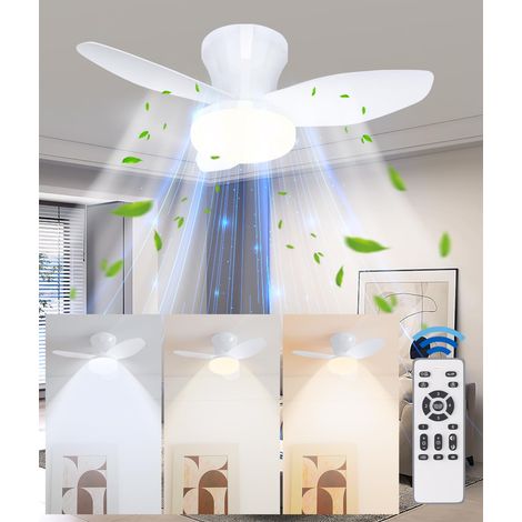 88cm 220V EU Standard Ceiling Fan Light 20W 3 Color Dimmable 3000K 6500K Remote Flush Mount Box Magnetic For Bedroom Kitchen Living Room White (1/5)