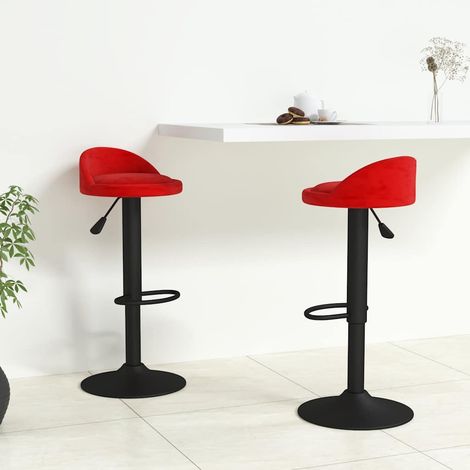 vidaXL Tabourets de bar lot de 2 rouge bordeaux velours (1/5)