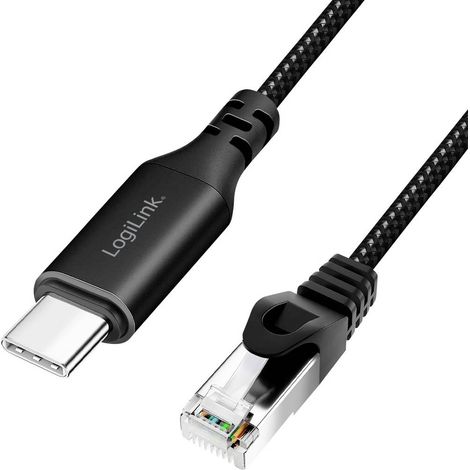 Cavo Ethernet da USB-C ad adattatore LAN RJ45 LogiLink 1Gbs CAT6 S-FTP attivo 1m