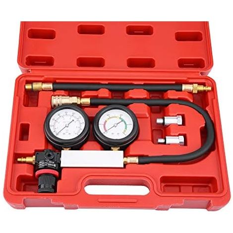Voiture de testeur de perte de pression, testeur de moteur de pression de cylindre avec bougies d'allumage de 12 et 14 mm, testeur de compression double système de mesure avec boîte à outils, vérifier (1/5)