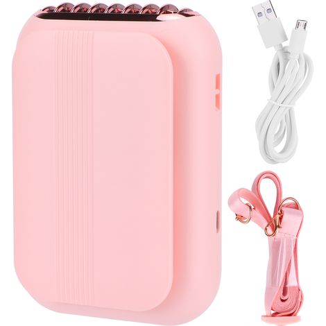 USB Charging Silent Neck Fan Portable Handheld Electric Fan for Outdoor Desktop HomePink