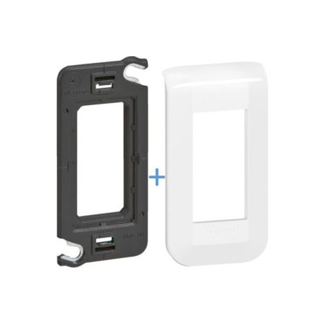 Legrand Mosaic - Plaque 1 module - 1 poste + support - Ru00e9f : 078801L+080250 (1/3)
