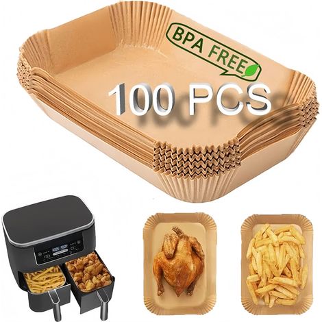 100er-Packung Einweg-Papiereinlagen für Heißluftfritteusen, hitzebeständige Backbleche für Ninja Dual-Zone (1/5)