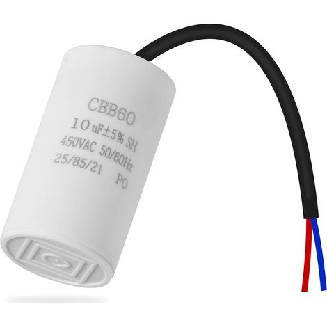 CBB60 450v 10uf 50/60HZ condensateur de démarrage, condensateur de démarrage du moteur, condensateur de démarrage du moteur, condensateur microfarad avec fil