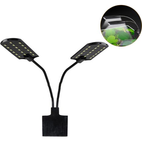 Lampe d'aquarium à pince avec minuterie, dotée de LED blanches et bleues, de plusieurs modes d'éclairage et d'une luminosité réglable. (1/5)