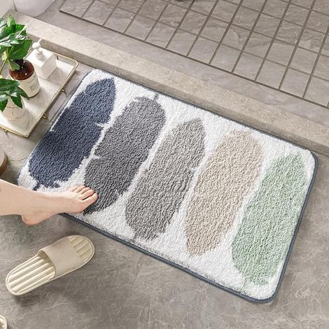 NALOOKAMIC tapis de douche, tapis de bain super absorbant, tapis de bain antidérapant lavable, tapis de bain en microfibre moelleux, tapis lavable en machine, tapis de bain antidérapant 5080cm (1/5)