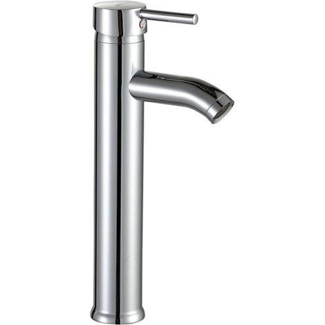 Robinet lavabo haut salle de bain acier inoxydable levier unique eau chaude et froide avec 2 tuyaux inclus robinet mitigeur haut pour vasque robinet haut lave main mitigeur lavabo haut (1/4)