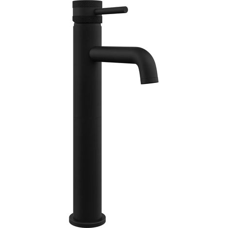 Core Matt Black Modern Round Style Tall Mono Basin Mixer Bathroom Tap