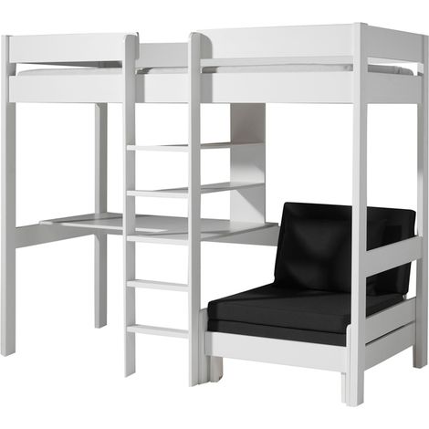 Lit mezzanine Lena avec bureau et canapé-lit - blanc (1/4)