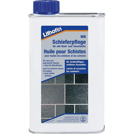 Lithofin – Produit d’entretien des ardoises – Flacon 500 ml – Protection et entretien intérieur – Rehausse les couleurs naturelles – Économique jusqu'à 20 m²/l