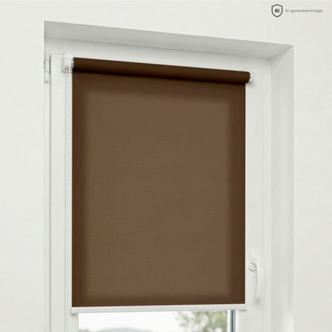 Estika Rollo ohne Bohren - 100 x 220 cm - Schokolade - Sonnenschutz für Innenfenster - Halbtransparenter Stoff - Klemmfix-Befestigung (1/5)