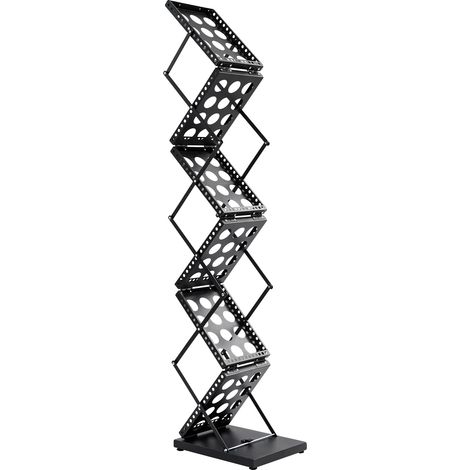 Porte-revues, Design pliable, 6 Compartiments, noir (1/2)