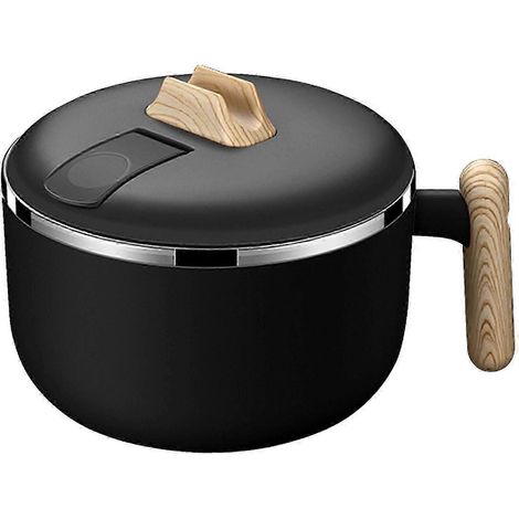 Edelstahl-Ramen-Schüssel, Schnellkochtopf für Ramen, Suppenschüssel, Nudelschüssel für Wandern, Reisen, Picknicks, Zuhause, Sofortkochen-Black (1/5)