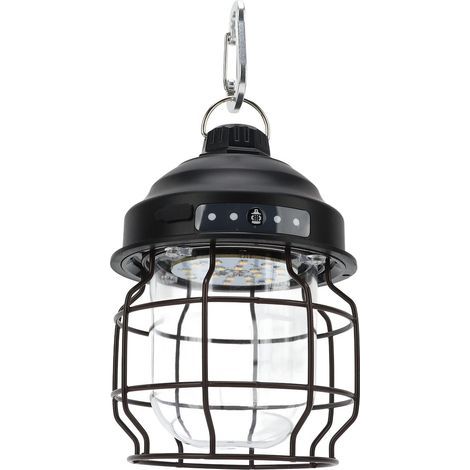Lampes de camping rechargeables extérieures portatives de style rétro de lanterne de camping de LED pour le cuivre extérieur de secours de camping à la maison Le noir (1/5)