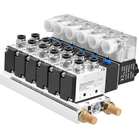 Électrovanne pneumatique électrique à 6 voies 4V210–08 DC 24 V PT1/4 5 voies 2 positions collecteur silencieux avec kit de raccords rapides