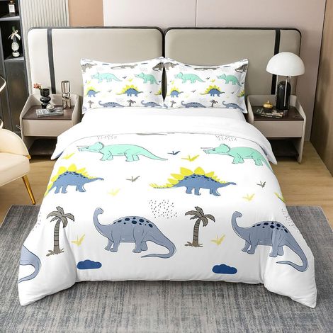 Dinosaures 100% Coton Housse de Couette 140x200cm Jungle Dinosaures Parure de Lit Enfants garçons Filles Animaux Sauvages Literie Set 3D Impression numérique Ensemble de lit - 140 x 200 cm + 1 taie d' (1/5)