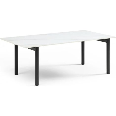 Table basse 120x60 cm céramique blanc marbré pieds droits - NEVADA 09 (1/5)