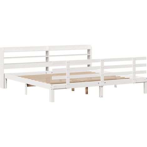 Maison Exclusive - Cadre de lit avec tête de lit sans matelas blanc 200x200 cm (1/5)