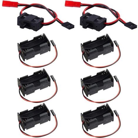 Batteriehalter für 4 AA 6V-Batterien mit 2-poligem JST-Stecker + 2 RC-Empfängerschalter – 6-teiliges Set für Autos und Flugzeuge