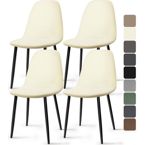 Stuhlhussen 4er Set, Stretch Spandex, abnehmbar, waschbar, creme-gelb (1/5)