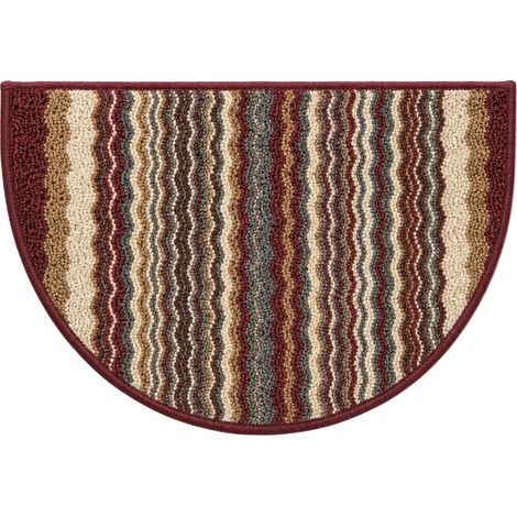Felpudo con base antideslizante, diseño moderno de ondas, color rojo, 40 cm x 60 cm. (1/2)