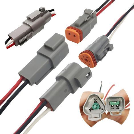 Connecteur DT, connecteurs à broches étanches mâles et femelles, avec câble 16AWG, pour moto, scooter, voiture, bateaux (1 Sets2 Pin, 1 Sets3 Pin) (1/5)