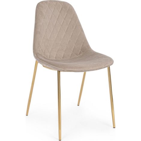 Sedia Terry con gambe in tubolare di acciaio con cromatura dorata, per arredo interno 48 x 55 x h 85 cm -Tortora / Confezione da 2 pezzi (1/4)