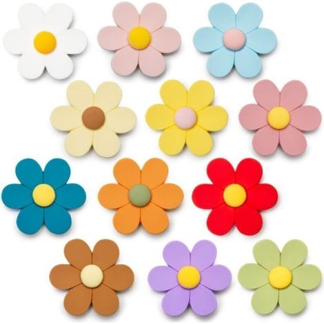 Petits aimants 3D en Forme de Fleurs pour réfrigérateur, aimants décoratifs colorés pour Le Tableau Blanc (Petits et 12 pièces) (1/4)