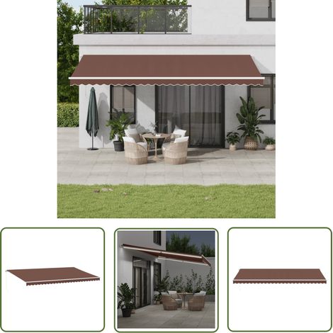 The Living Store Auvent manuel rétractable avec LED marron 600x300 cm - Auvent Retractable - Parasol - Abri Solaire - Éclairage Led - Terrace (1/5)