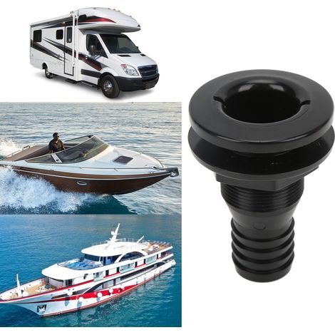 Raccord de coque traversant 1‑1/4 po noir pour système de plomberie de bateau (1/5)