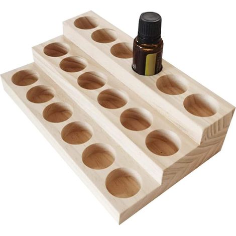 Présentoir à huiles essentielles en bois à 3 niveaux (18 flacons) Rangement pour huiles essentielles à 3 niveaux. (1/5)