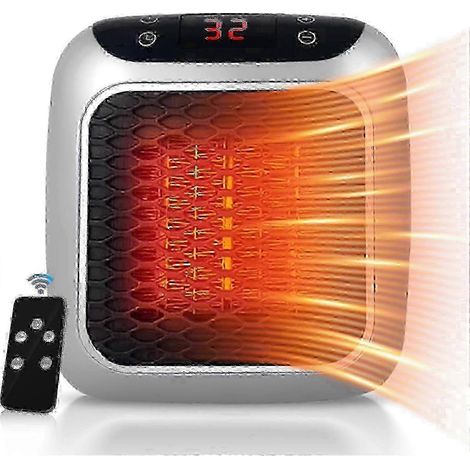 Chauffage soufflant céramique portable de 800 W avec télécommande, minuterie, affichage LED et 2 niveaux de chauffage.