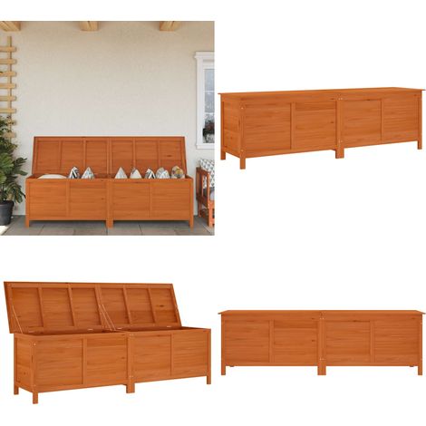 Boîte de rangement de jardin marron bois massif de sapin - Boîte De Rangement Jardin - Coffre De Jardin - Rangement Extérieur - Meuble De Jardin - Bois Massif - Home & Living