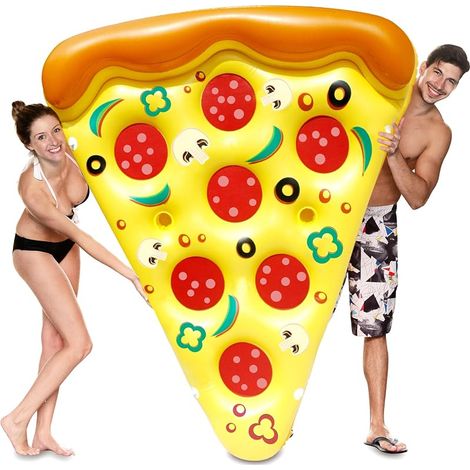 Grande bouée Gonflable en Forme de Part de Pizza, 1,8 x 1,5 m, Matelas Gonflable pour Piscine, Radeau d'été (1 pièce), Matelas Flottant avec Porte-gobelets, Jouet de fête pour la Piscine (1/5)