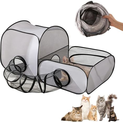 Parc pour animaux de compagnie avec tunnel, parc pliable pour chiens et chatons, enclos d'extérieur pour petits animaux, idéal pour la maison, le camping et les voyages (1/5)