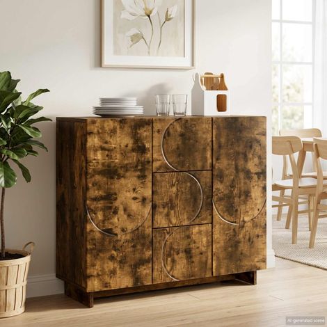 vidaXL Sideboard Smoked Oak 85.5 x 31 x 75 cm Engineered Wood (1/5)