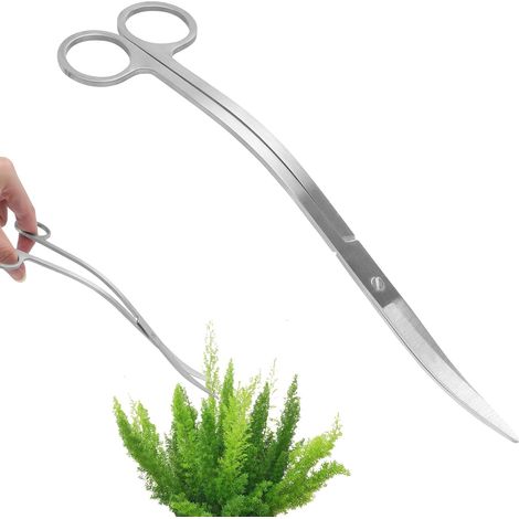 Forbici con punta curva in acciaio inossidabile da 25 cm per acquari, forbici curve in acciaio inossidabile per piante acquatiche, piante vive per acquario (1/5)
