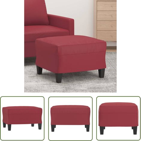 The Living Store Repose-pied Rouge bordeaux 60x50x41 cm Similicuir - Tabouret - Repose-pied - Pouf - Meuble Salon - Décor Intérieur (1/5)