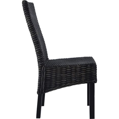 Maison Exclusive - Sedie da Pranzo 6 pz Nere in Rattan Kubu e Legno di Mango