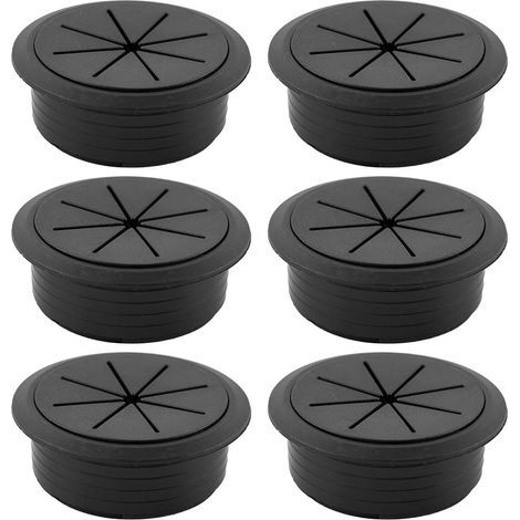 Lot de 6 - Cache-trous pour câbles - Œillets de bureau - Rondelles en plastique - Convient pour les bureaux. les ordinateurs et les postes de travail (1/5)