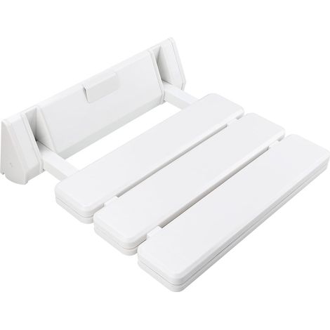 Siège Rabattable Mural - Charge Maximale 130 Kg - Pour Douche Salle De Bain - Blanc - 1 Pièce