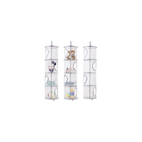 Sac Rangement Filet Enfant - 2 pièces, Sac Rangement Filet Suspendu 4 Niveaux Pliable - Gris (3 pièces), Pour Enfants/Peluches (1/5)