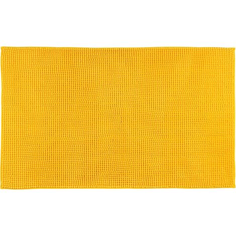 Tapis de bain antidérapant, super doux, 100% microfibre, 50 x 70 cm - Jaune (1/5)