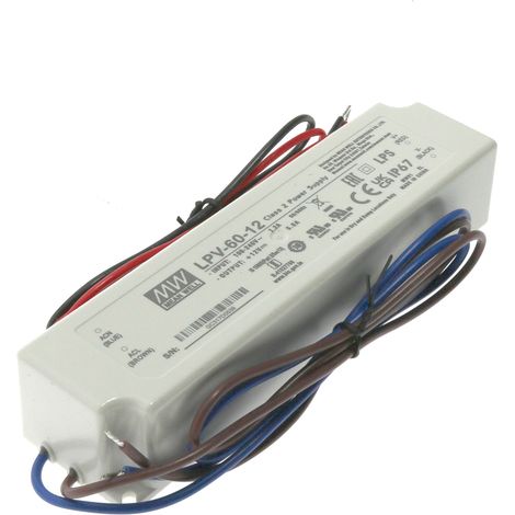 Alimentation pour bandes LED Mean Well 60W 12VDC IP67 LPV-60-12 - Ledme - LPV-60-12 (1/2)