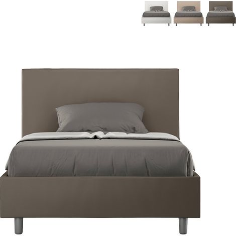Letto una piazza e mezza con rete imbottito 120x190 similpelle cappuccino Adele (1/5)