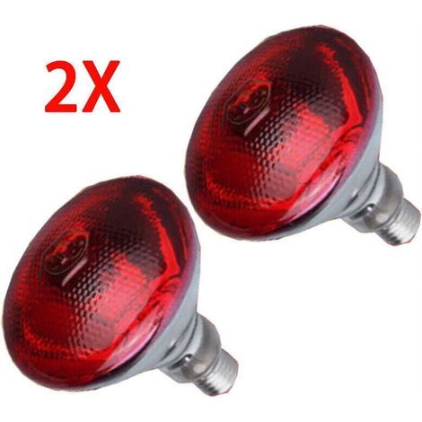 Infrared Heating Lamp - 250 Watt Chicken Heating Bulb (2 Pack). This red heating lamp is suitable for reptiles, nurseries, food service, chicks, and pets. (1/5)