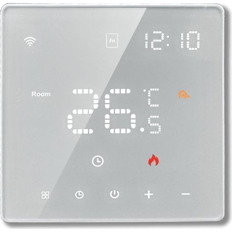 Thermostat pour Plancher Chauffant Intelligent WiFi , Thermostat de Chauffage Électrique Domestique Intelligent avec Contrôle Vocal, Écran Couleur LED Blanc