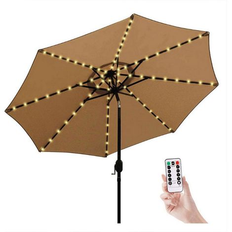 Guirlande lumineuse à piles pour parasol de terrasse, 8 modes, télécommande, idéale pour la plage et le camping. (1/5)