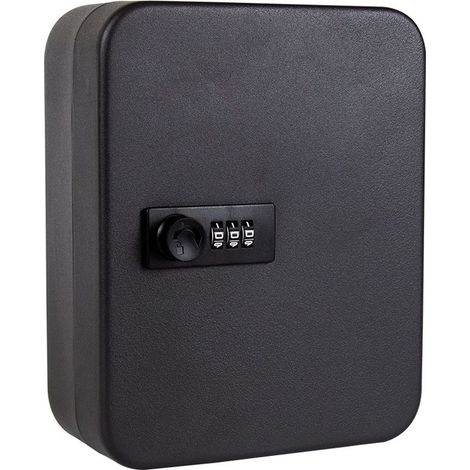 Armoire murale combinée avec 36 crochets - Noir mat - avec porte-clés de couleur (1/4)